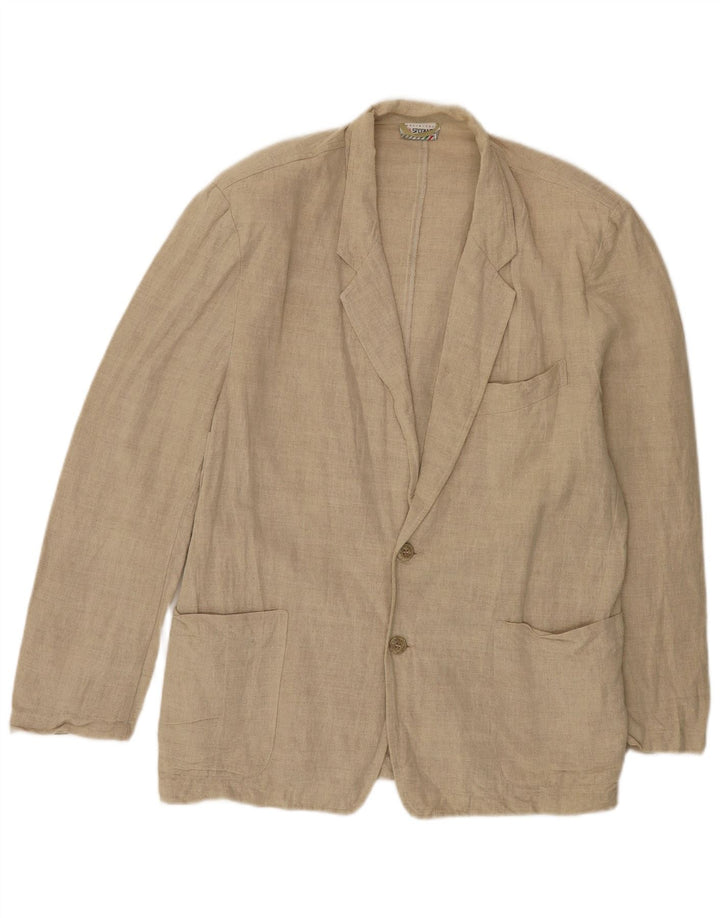 STEFANEL Mens 2 Button Blazer Jacket UK 38 Medium Beige Linen