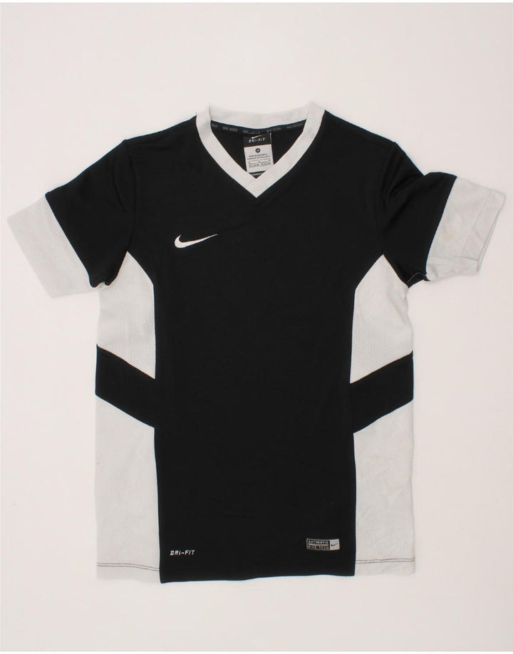 NIKE Boys Dri Fit T-Shirt Top 10-11 Years Black Colourblock Polyester Vintage Nike and Second-Hand Nike from Messina Hembry 