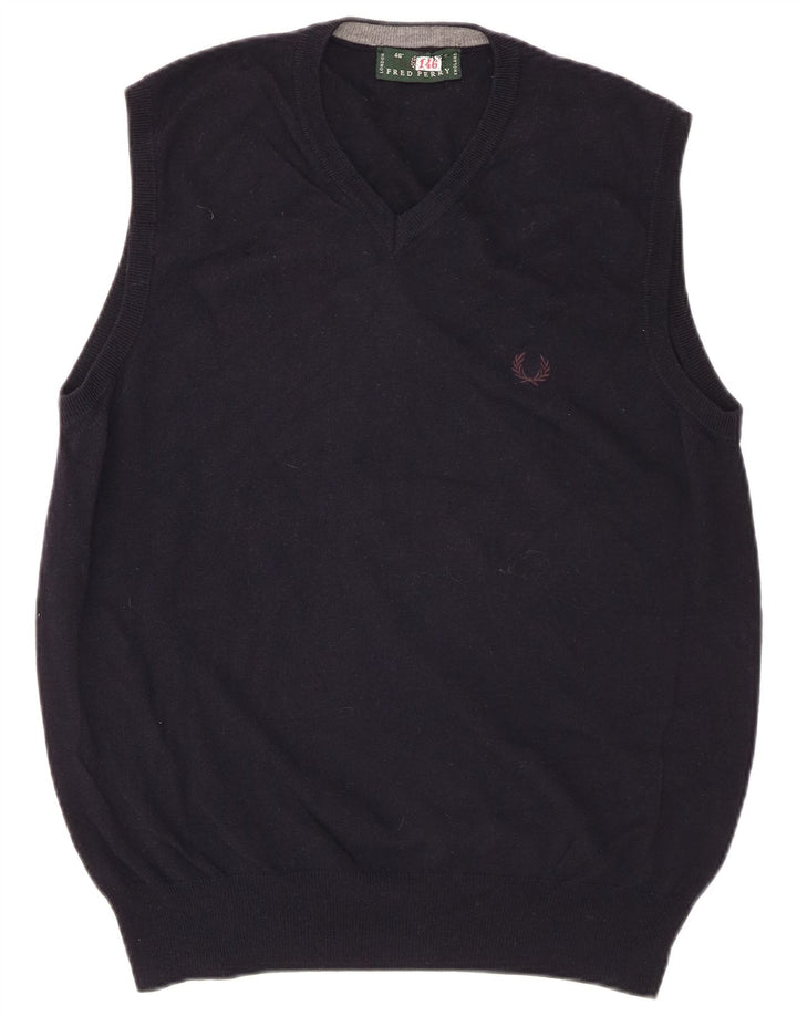Мужская майка Fred Perry, большая темно-синяя шерстяная майка
