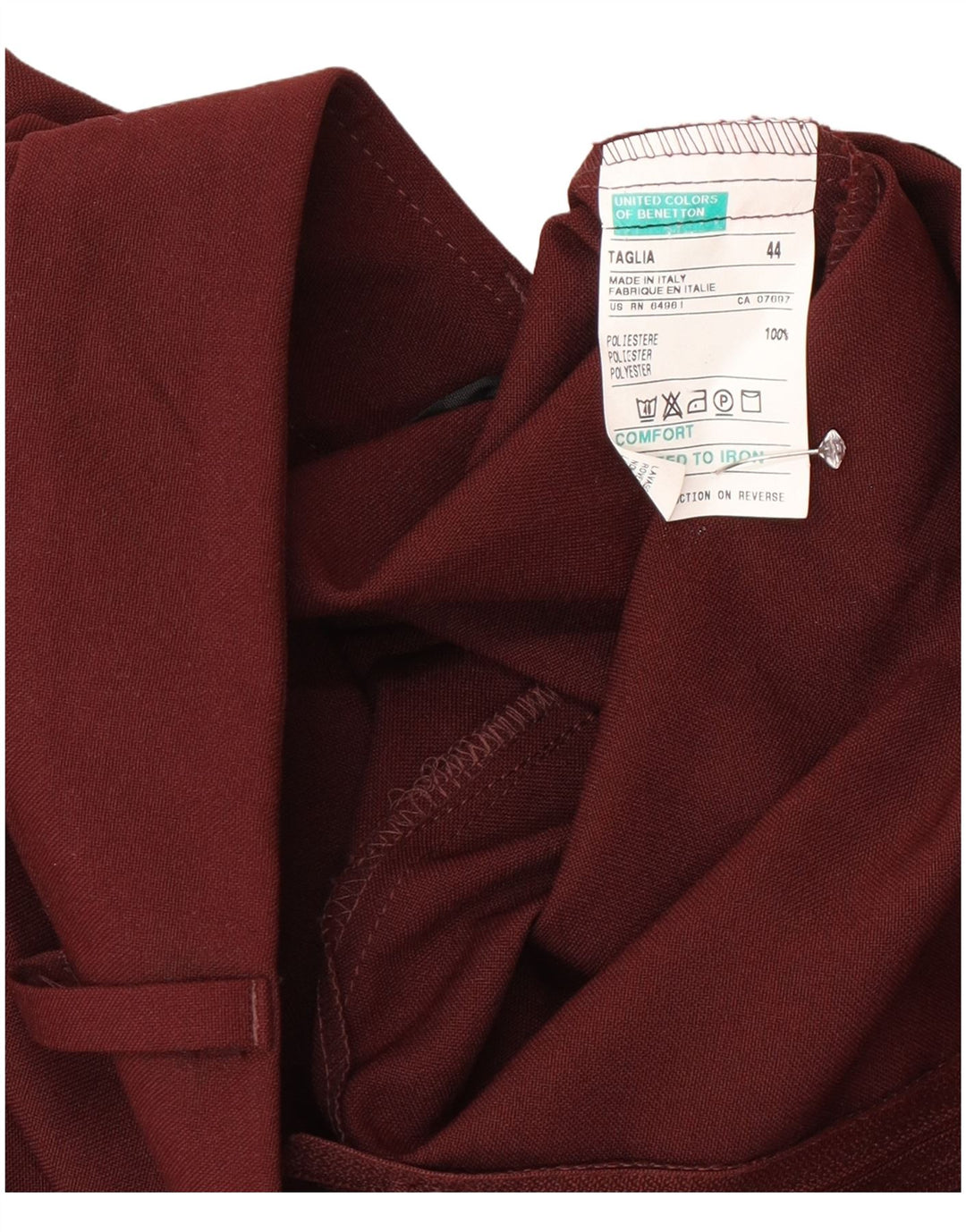 Женская юбка-миди Benetton IT 44 Medium W28 Бордовый полиэстер