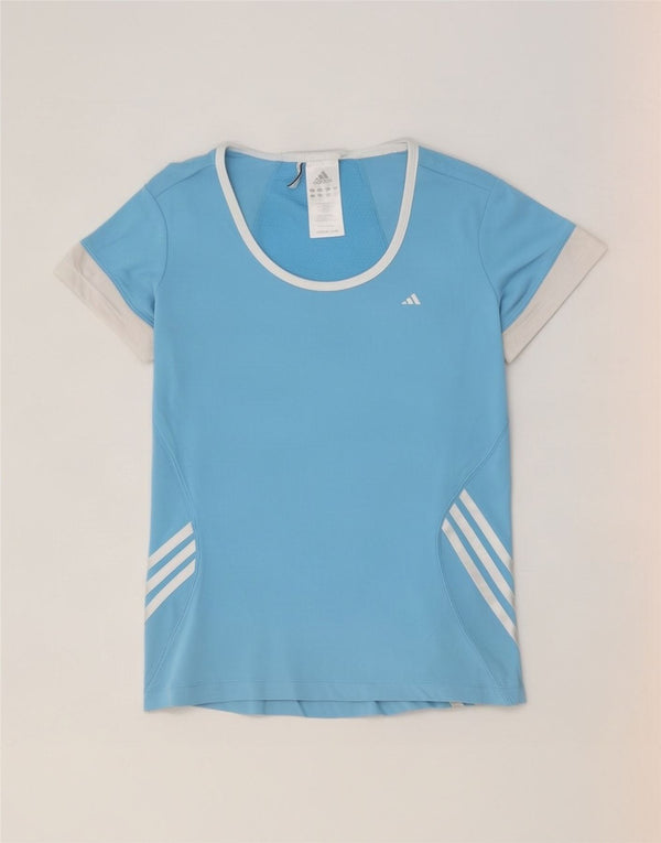 Женская футболка Adidas Clima 365 Top UK 10, маленькая синяя с цветными блоками