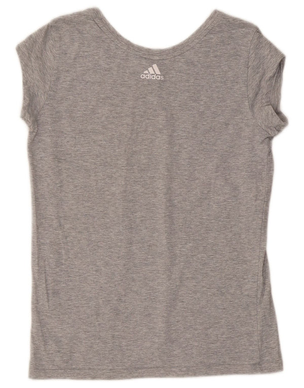 Женская футболка с рисунком Adidas Top UK 10, маленькая, серая, хлопковая