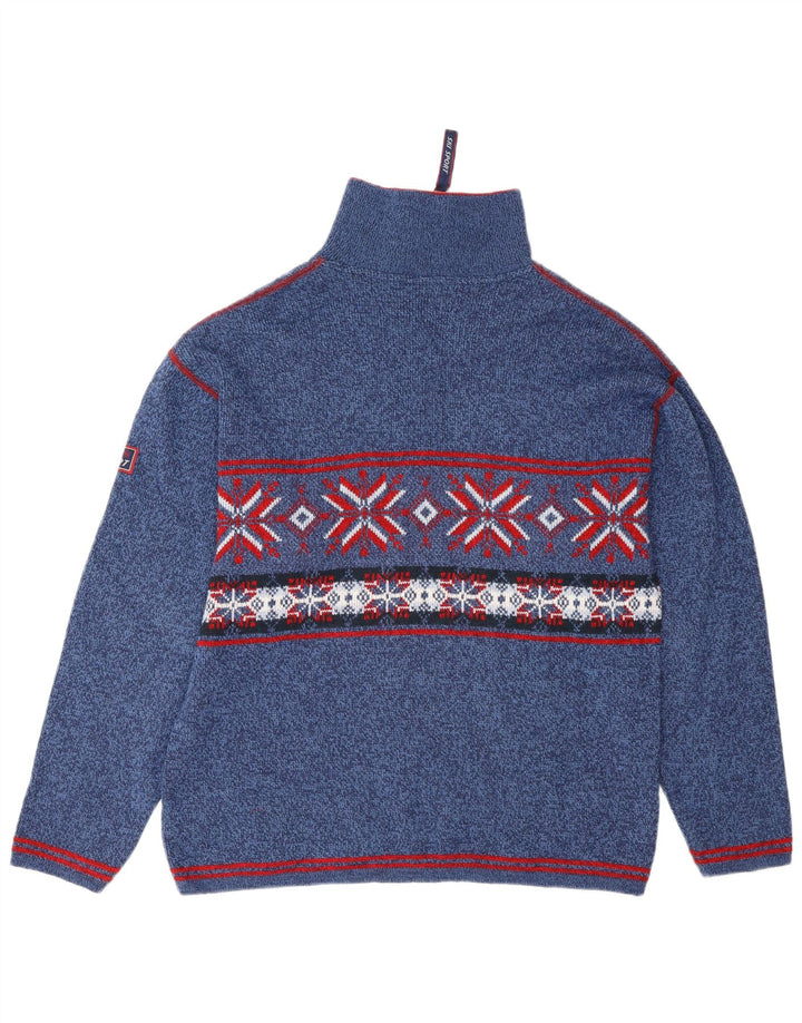 Мужской джемпер с воротником на молнии Angelo Litrico, средний синий цвет Fair Isle