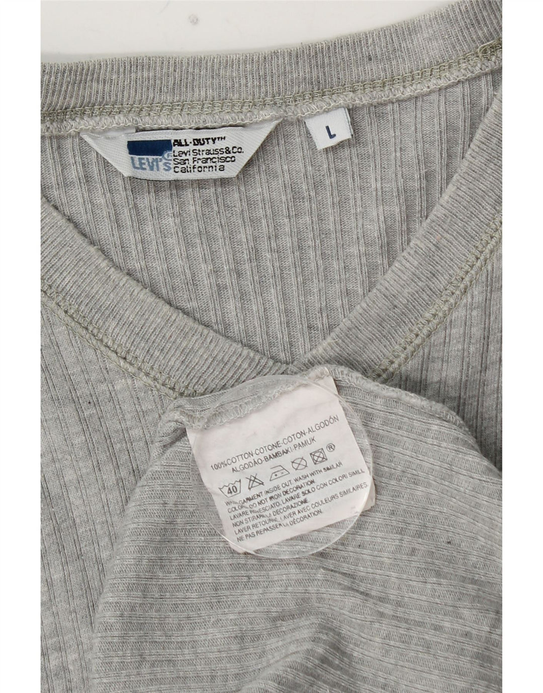 Мужской топ LEVI'S с длинным рукавом, большой размер, серый хлопок