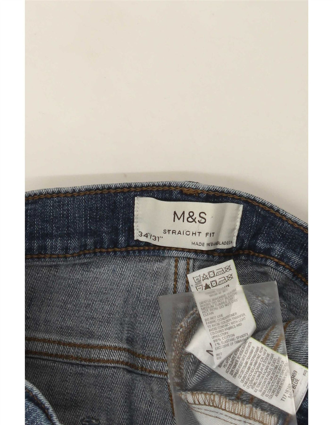 Мужские прямые джинсы Marks & Spencer W34 L31 синие, хлопок