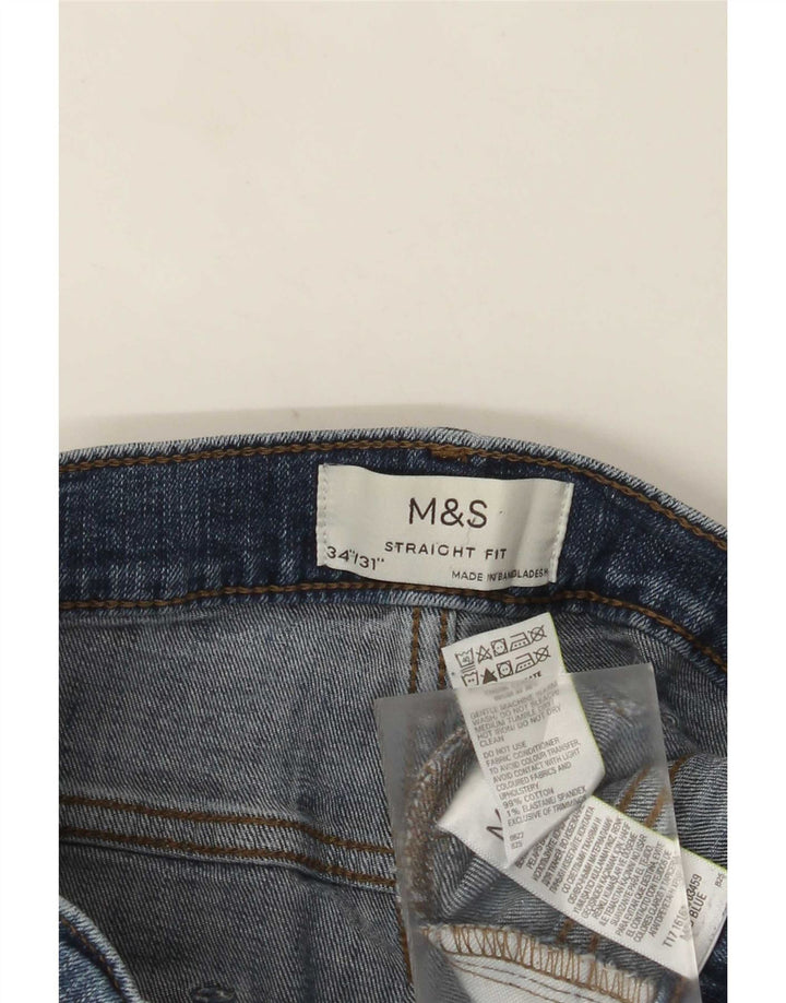 Мужские прямые джинсы Marks & Spencer W34 L31 синие, хлопок