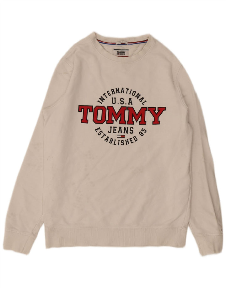 Tommy Hilfiger Мужской свитшот стандартного кроя, средний белый хлопковый джемпер