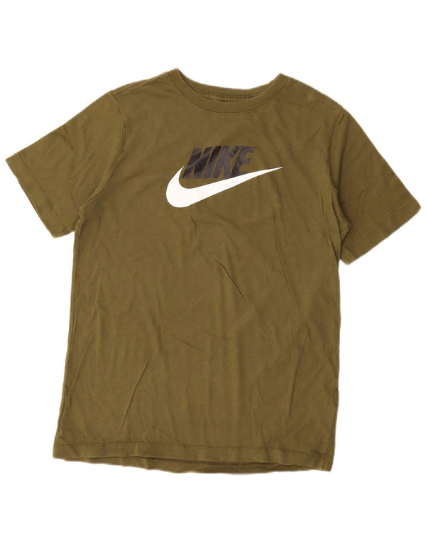 Футболка с рисунком Nike для мальчиков, топ 13–14 лет, размер XL, хлопок цвета хаки