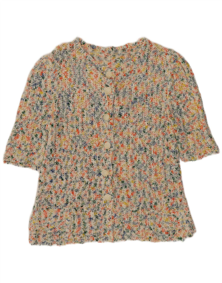 Винтажный женский кардиган с коротким рукавом, Великобритания, 8, маленький разноцветный