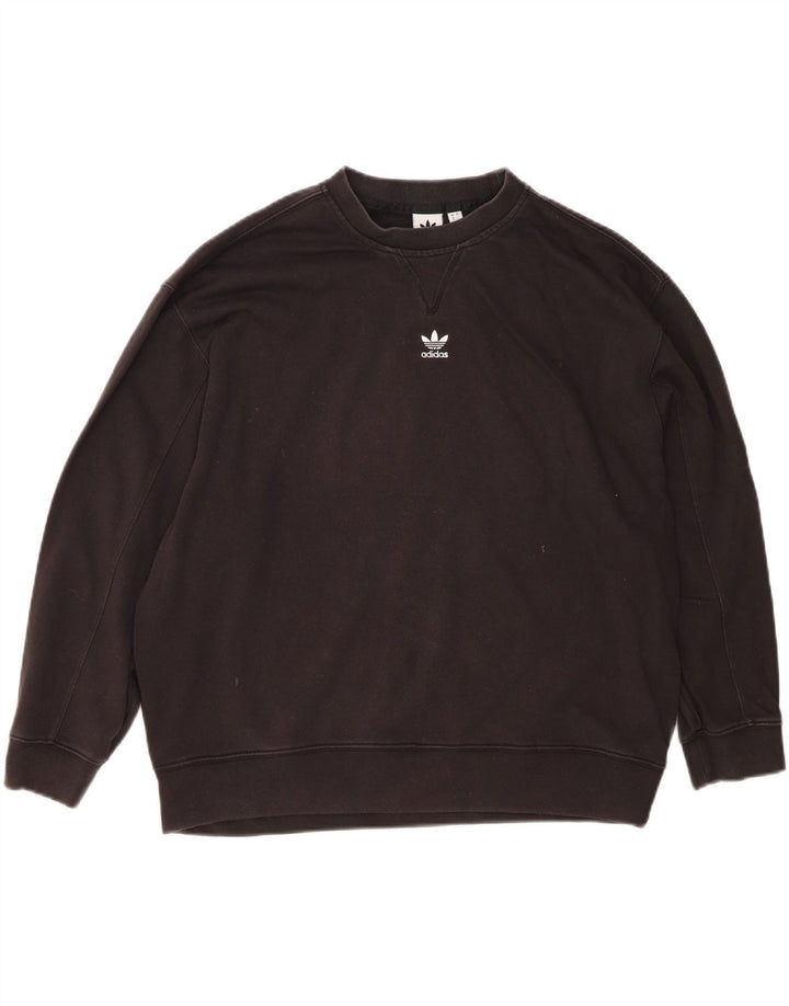 ADIDAS Womens Oversized Sweatshirt Jumper UK 10 Small Black Cotton