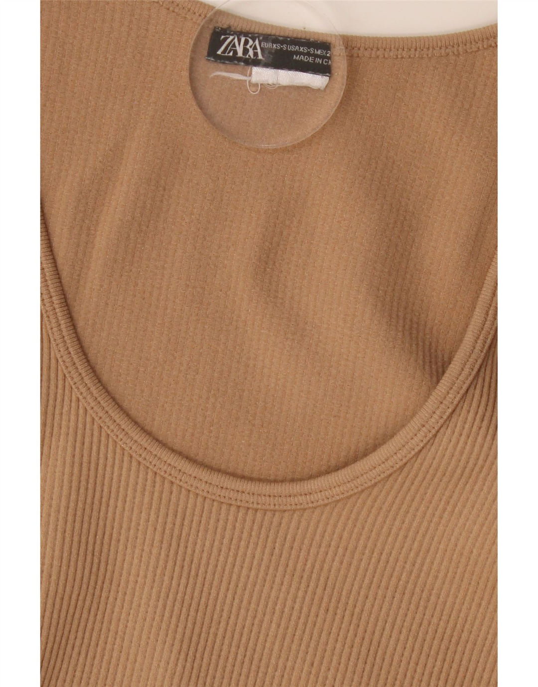 ZARA Womens Crop Top Long Sleeve UK 4 XS Brown Vintage Zara and Second-Hand Zara from Messina Hembry 