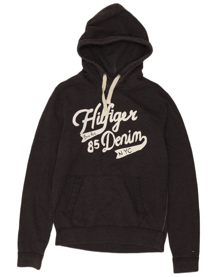 Tommy Hilfiger Мужской джемпер с капюшоном с рисунком, средний серый, хлопок