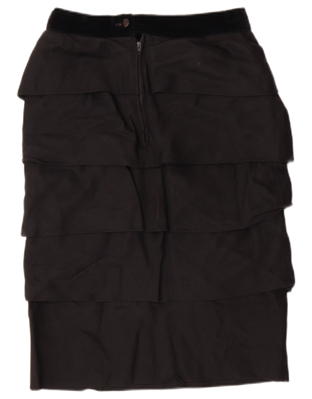 ВИНТАЖНАЯ женская многоярусная юбка с завышенной талией IT 42 Medium W26 Черная вискоза