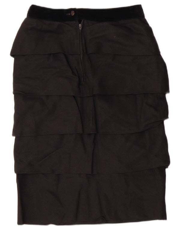 ВИНТАЖНАЯ женская многоярусная юбка с завышенной талией IT 42 Medium W26 Черная вискоза