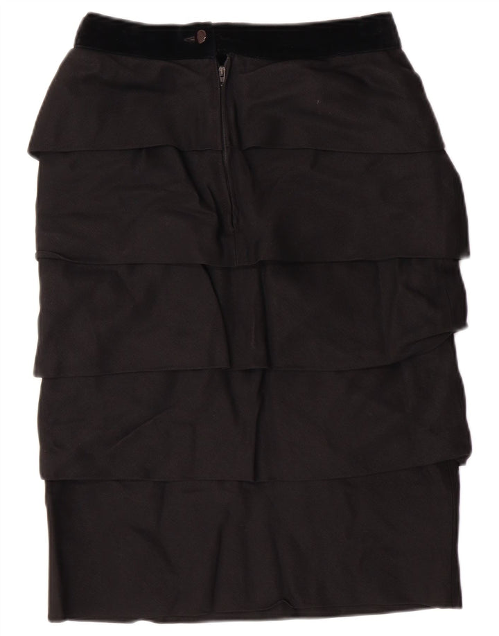 ВИНТАЖНАЯ женская многоярусная юбка с завышенной талией IT 42 Medium W26 Черная вискоза