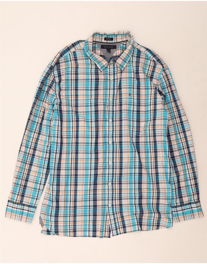 Мужская высокая рубашка Tommy Hilfiger 2XL, синяя клетка, хлопок