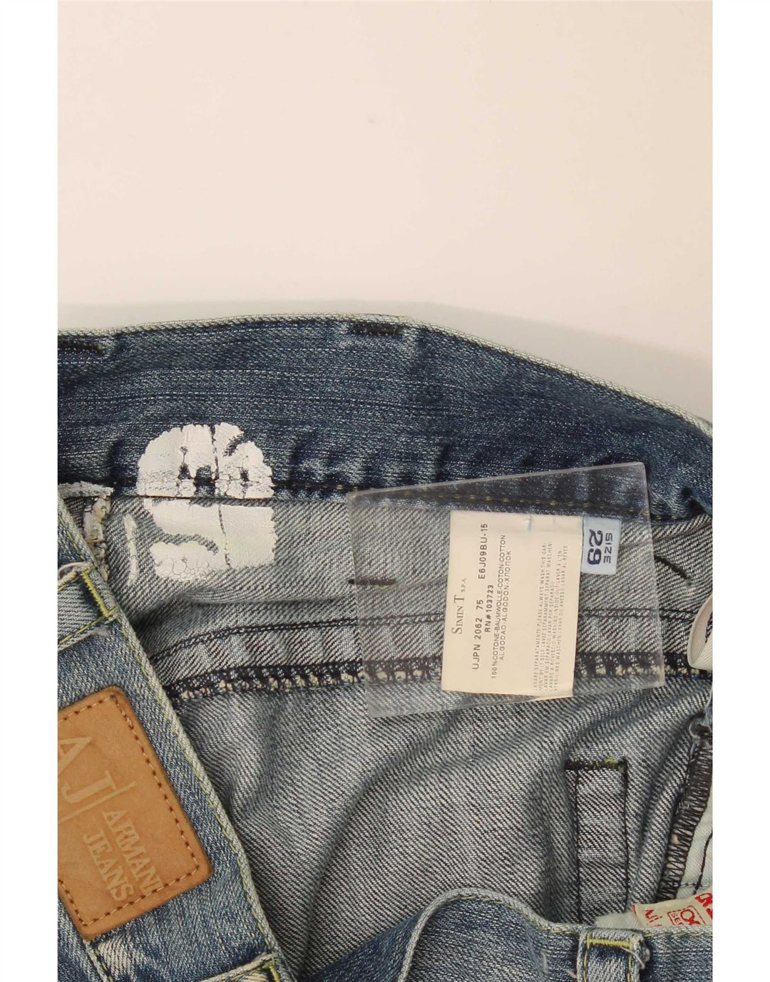 Женские широкие джинсы Armani W29 L32 синие, хлопок