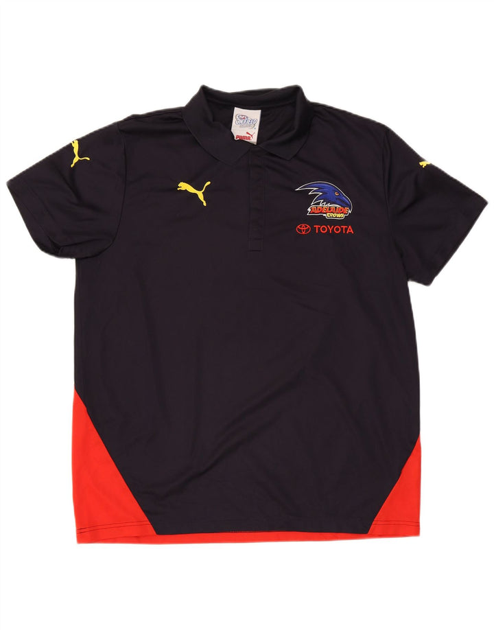 Мужская рубашка-поло Puma XL, темно-синяя, полиэстер с цветными блоками