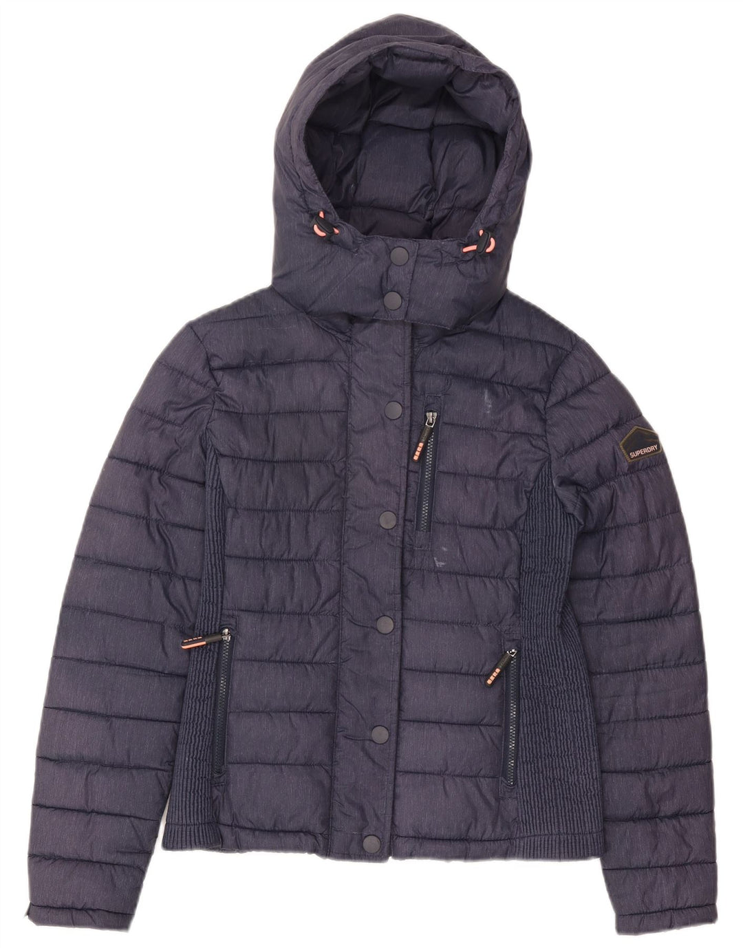 Женская утепленная куртка с капюшоном Superdry UK 14, большой темно-синий полиэстер