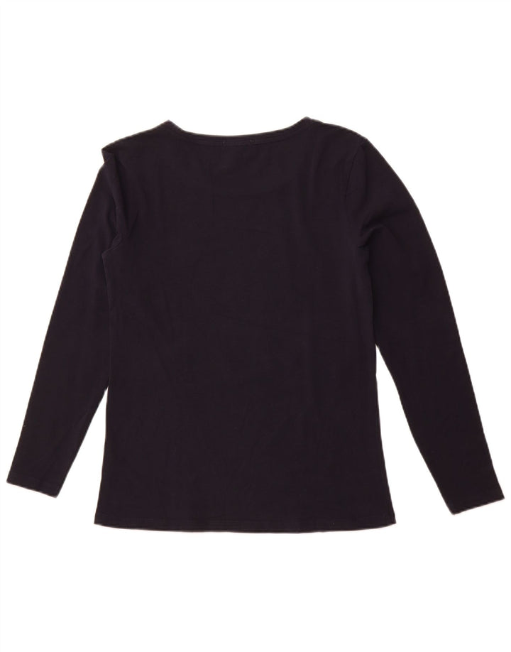 BARBOUR Женский топ с длинным рукавом с рисунком, Великобритания, 10 маленьких размеров, темно-синий, рождественский