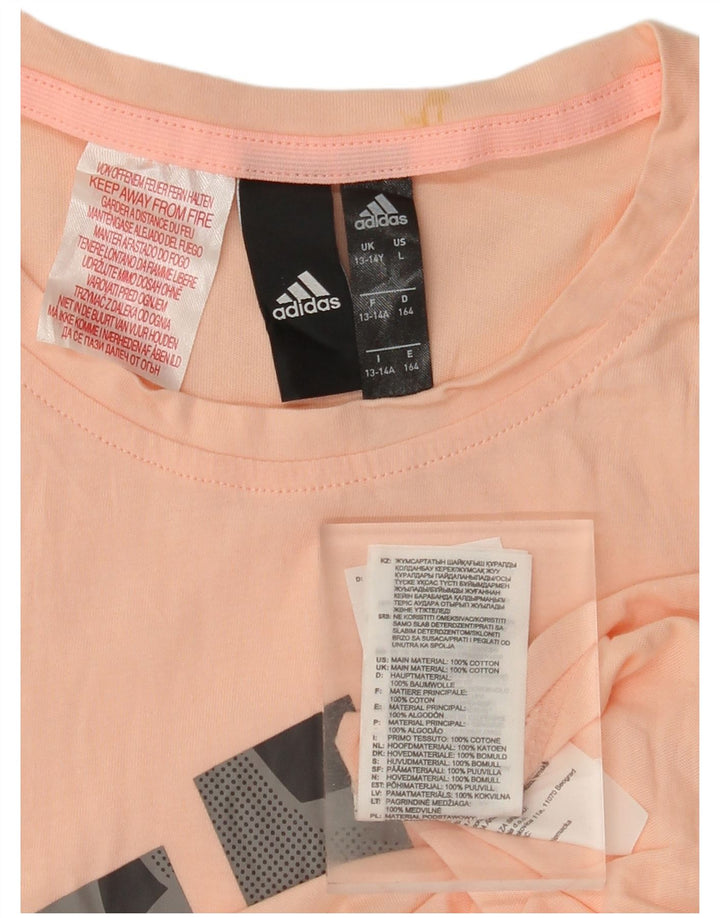 Футболка с рисунком ADIDAS для девочек, топ 13–14 лет, розовый хлопок
