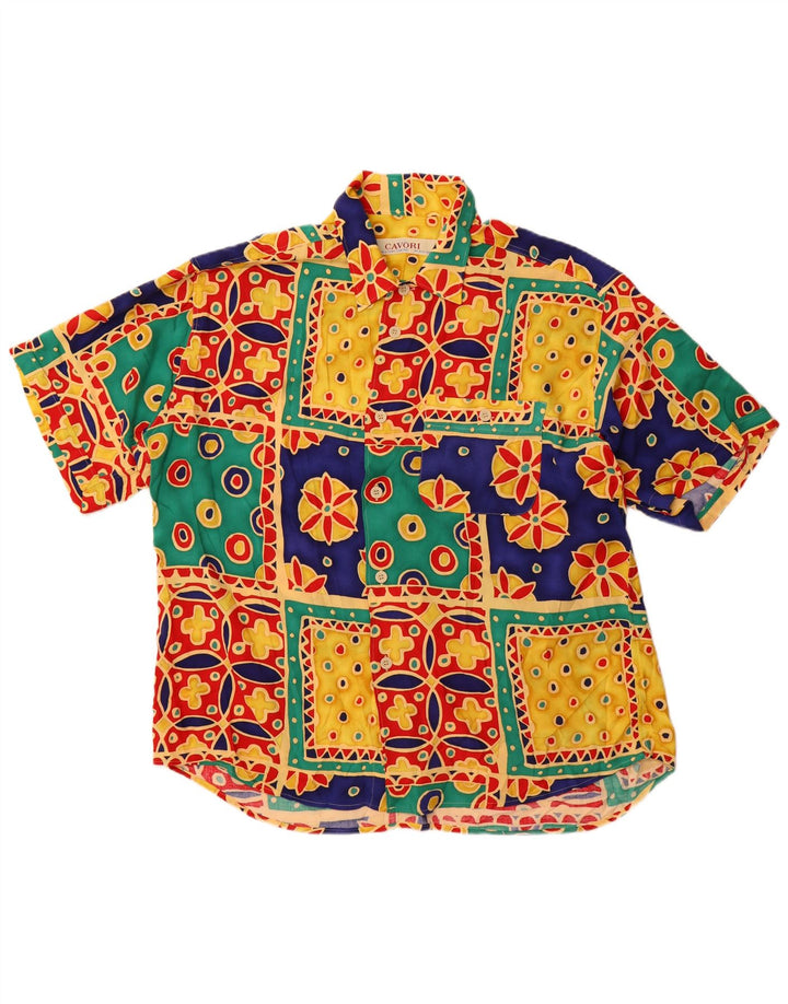 Мужская рубашка Cavori с коротким рукавом, размер 43/44 XL, разноцветная в стиле пэчворк