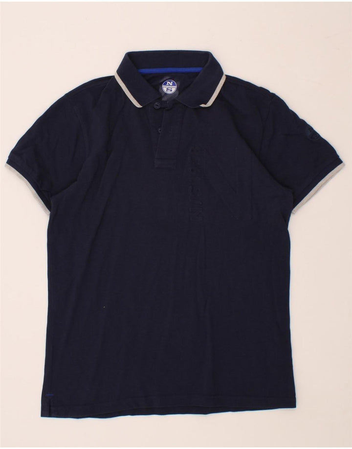NORTH SAILS Mens Graphic Polo Shirt Small Navy Blue Cotton Vintage North Sails and Second-Hand North Sails from Messina Hembry 