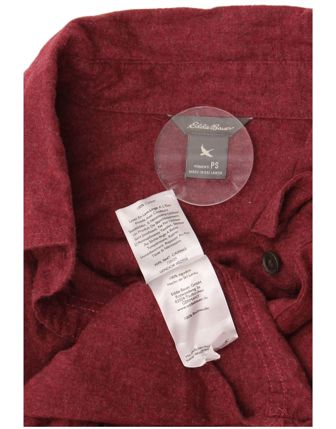 Женская рубашка оверсайз EDDIE BAUER UK 10, маленькая бордовая, хлопок