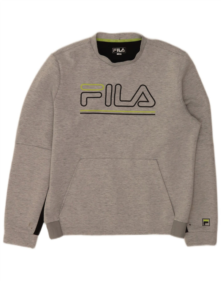 Fila Мужской свитшот с графическим рисунком, средний серый полиэстер с цветными блоками