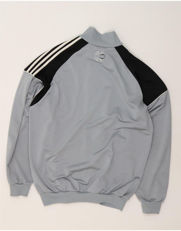 Adidas Mens Tracksuit Top Jacket IT 44/46 Large Grey Colourblock Polyester