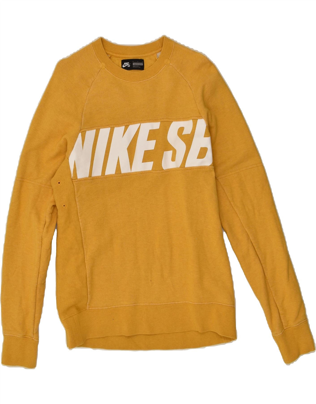 NIKE Womens Graphic Sweatshirt Jumper UK 14 Medium Yellow Cotton | Vintage Nike | Thrift | Second-Hand Nike | Used Clothing | Messina Hembry 