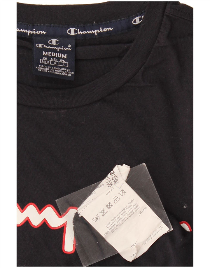Мужская футболка с рисунком CHAMPION, топ среднего размера, темно-синий, хлопок