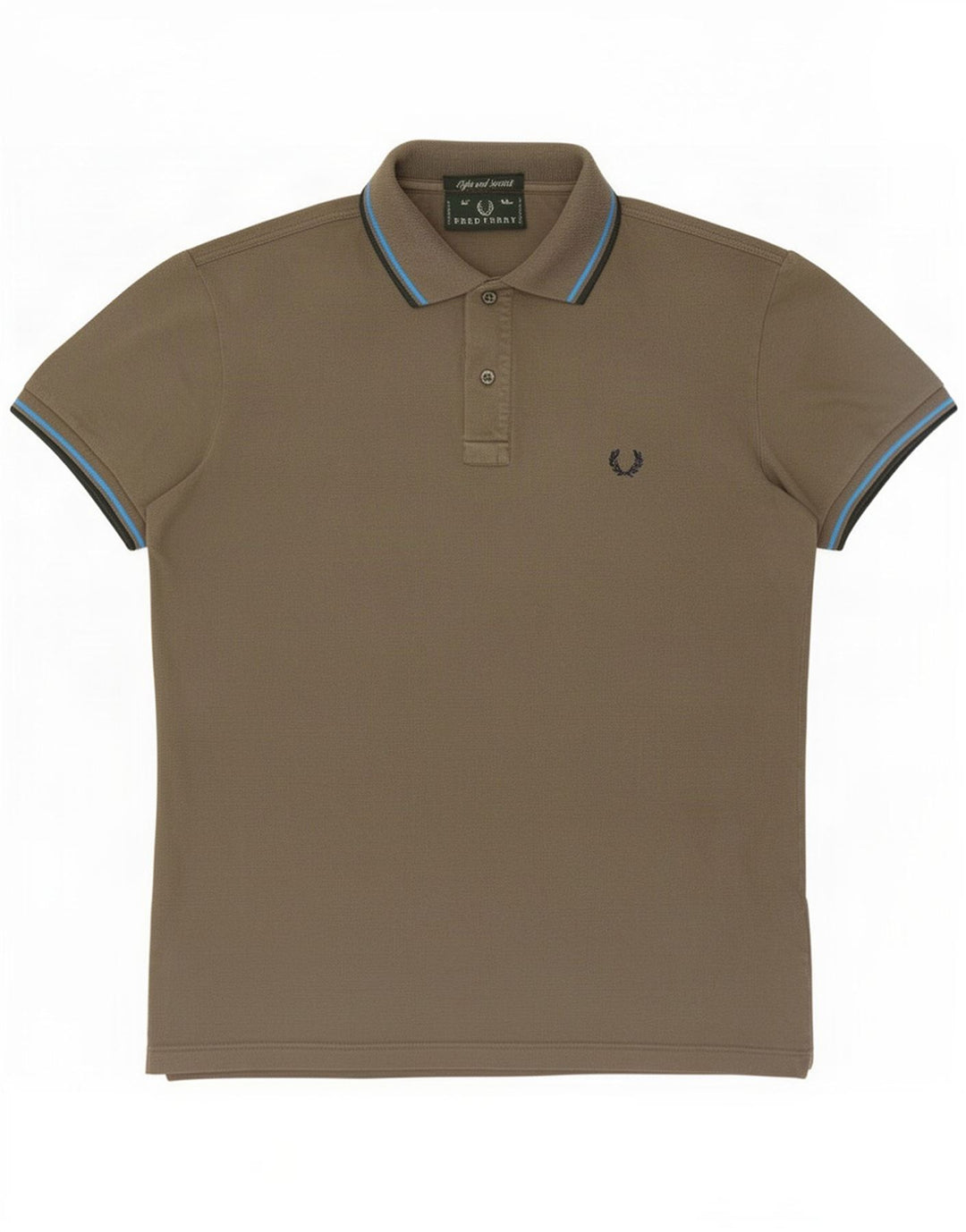 Мужская рубашка-поло Fred Perry, хлопковая полоска цвета хаки среднего размера