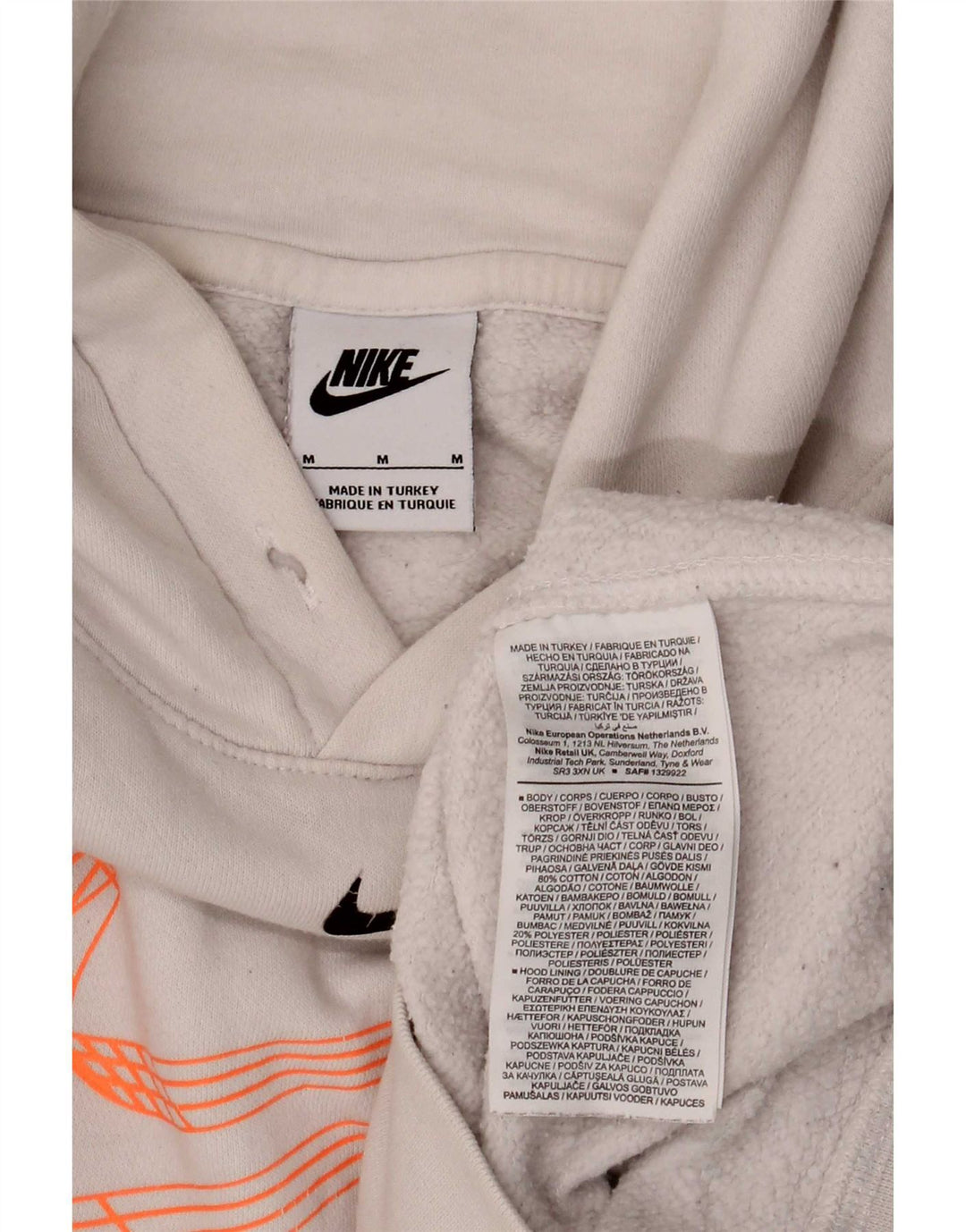 Мужской джемпер с капюшоном с графическим рисунком Nike, средний белый хлопок, хлопок