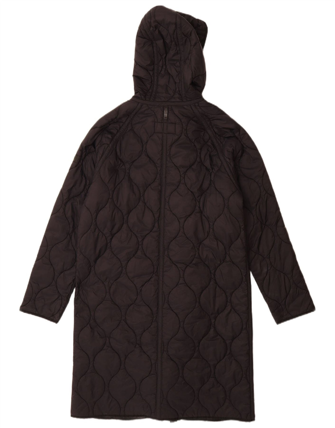 Женское стеганое пальто оверсайз с капюшоном Dkny UK 10, маленькое черное нейлоновое пальто