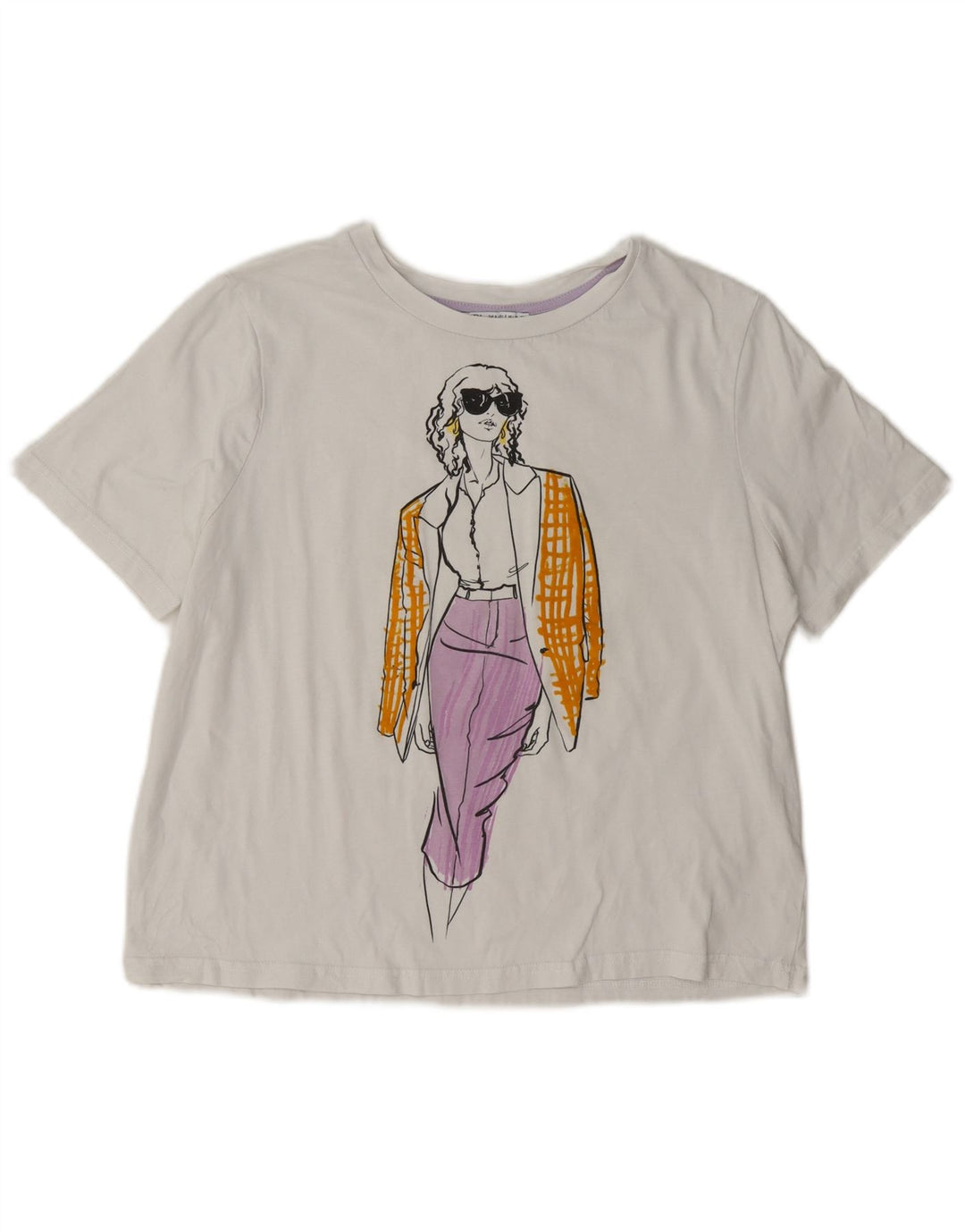 Женская футболка оверсайз с рисунком Zara Top UK 10, маленькая белая
