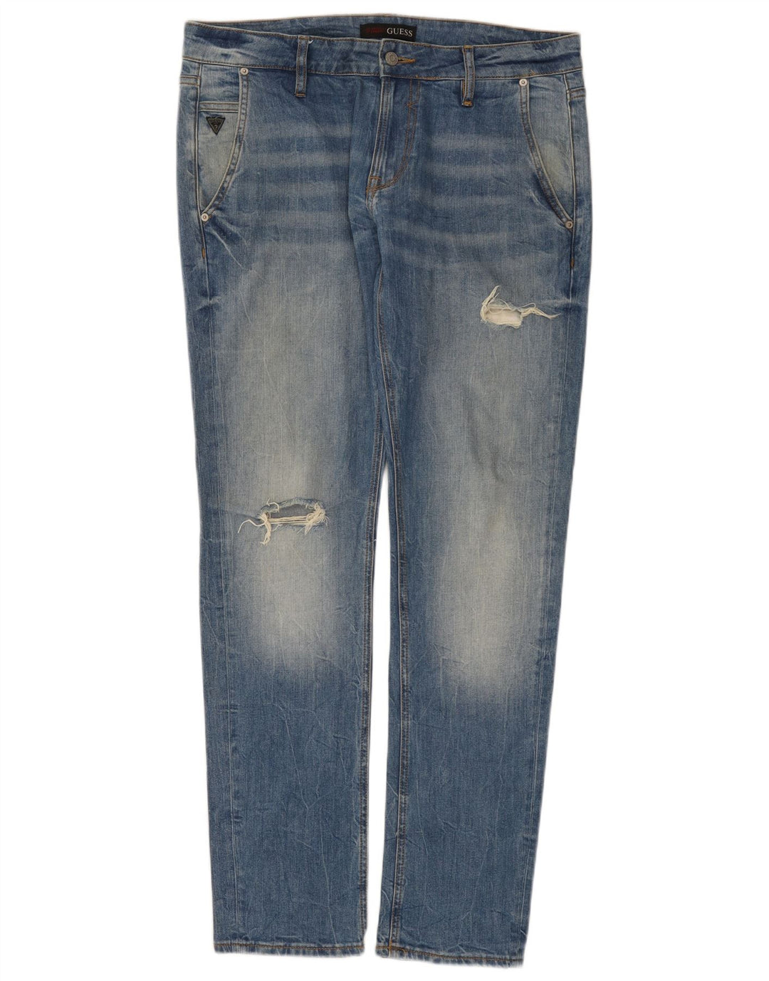 Мужские потертые узкие джинсы Guess W33 L32, синие, хлопок