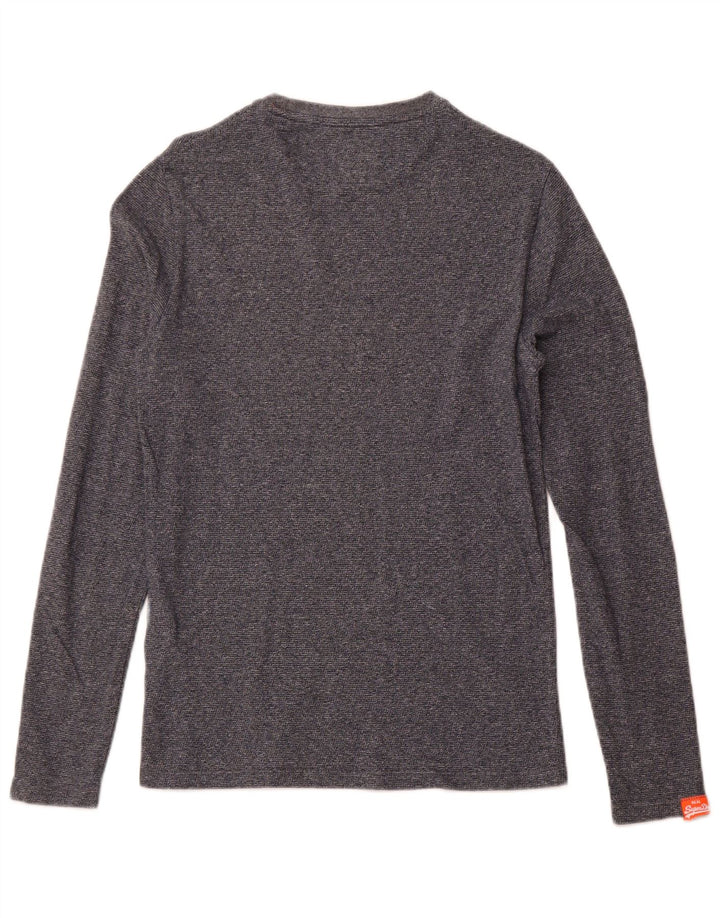 SUPERDRY Мужской топ с длинным рукавом, маленький темно-синий, крапчатый, хлопок