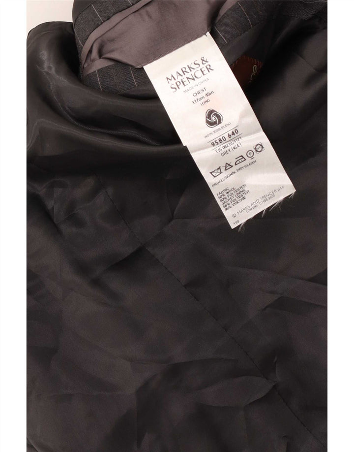 Мужской пиджак Marks & Spencer с двумя пуговицами, Великобритания, 46 XL, серая шерстяная полоска