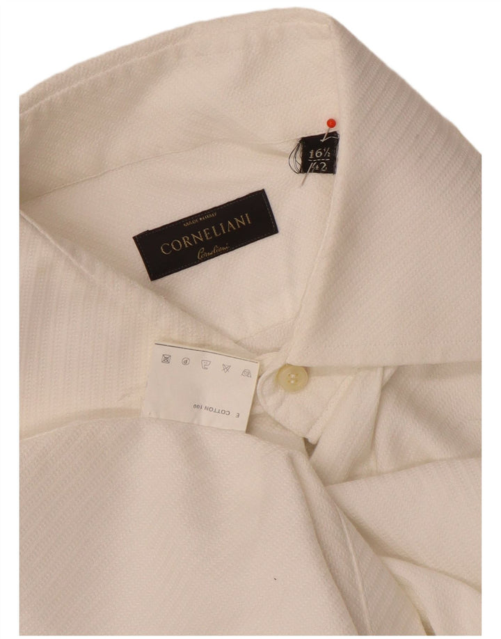 Мужская рубашка Corneliani, размер 42, 16, 1/2, большая, белая, хлопковая