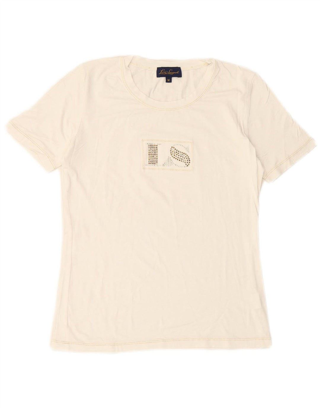 Женская футболка с рисунком LUISA SPAGNOLI Top UK 14, средний размер, белая вискоза