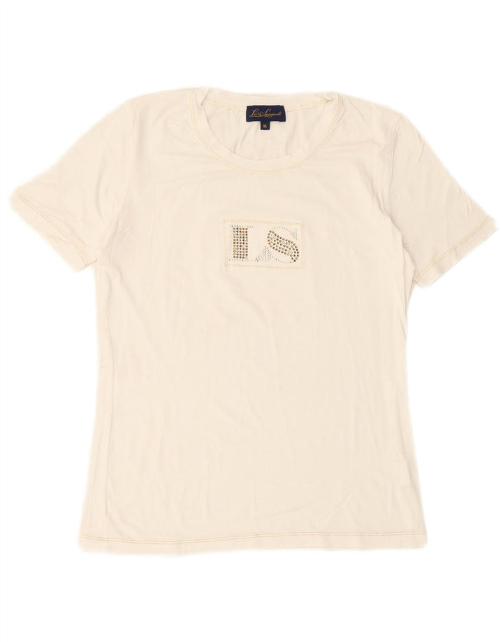 Женская футболка с рисунком LUISA SPAGNOLI Top UK 14, средний размер, белая вискоза