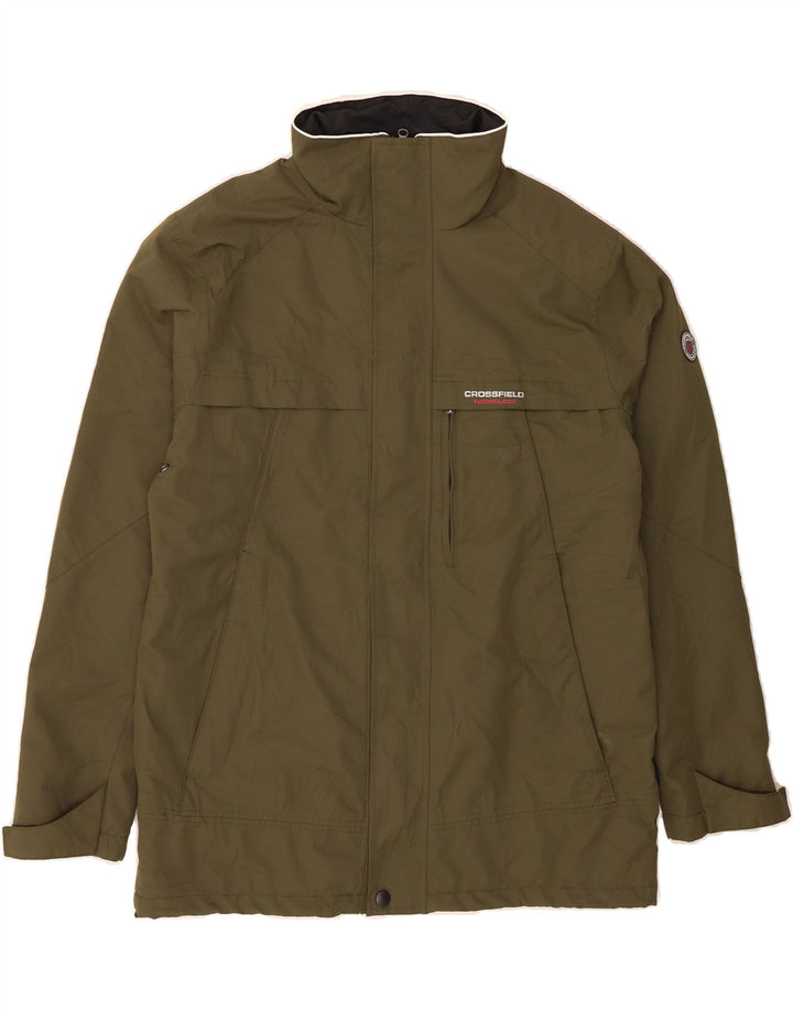 CROSSFIELD Mens Windbreaker Jacket UK 40 Large Khaki Polyester Vintage Crossfield and Second-Hand Crossfield from Messina Hembry 