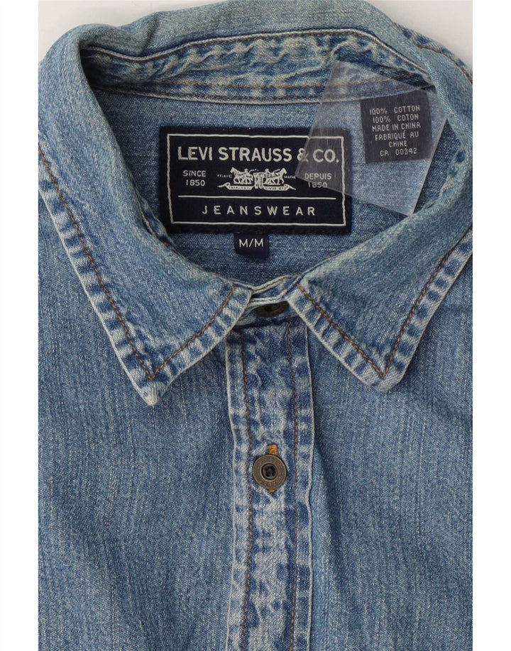 Мужская джинсовая рубашка с коротким рукавом Levi's, хлопок среднего синего цвета