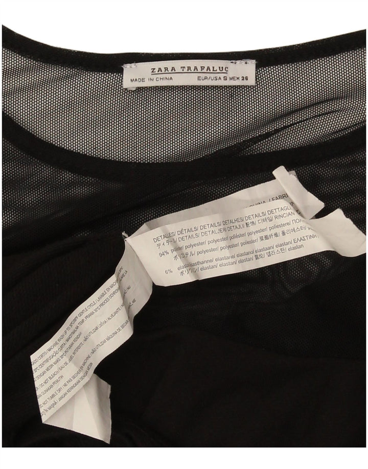 Женское платье прямого кроя Zara UK 10, маленькое черное полиэстер с длинными рукавами