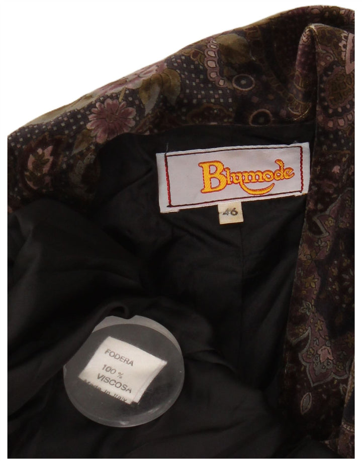 Женский пиджак на двух пуговицах Blumode, EU 46 XL, коричневый с цветочным принтом