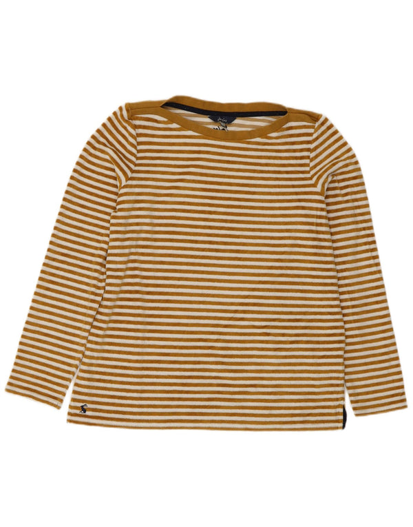 JOULES Женский топ с длинным рукавом UK 12, средний размер, хлопковый бежевый полосатый цвет