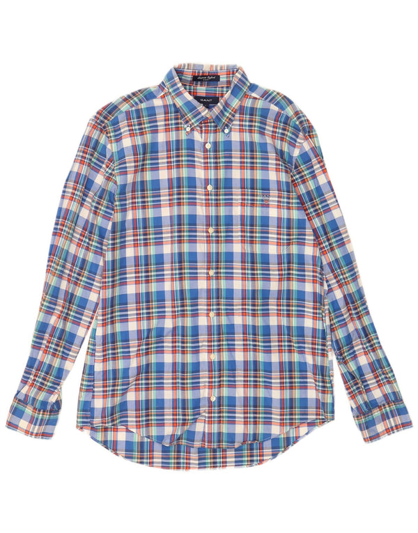 Мужская рубашка Gant E-Z Fit, большая синяя клетка, хлопковая