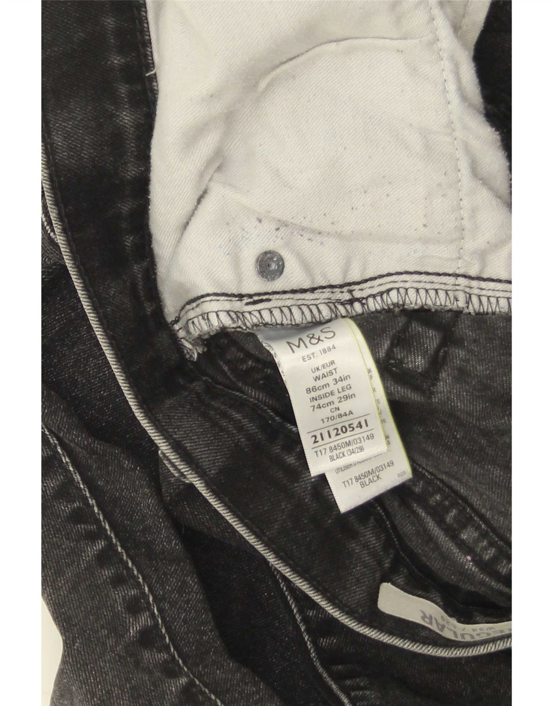 Мужские прямые джинсы Marks & Spencer W34 L29, черный хлопок