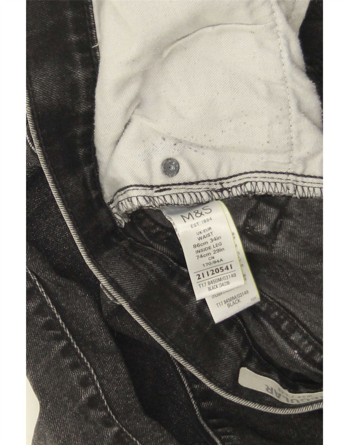 Мужские прямые джинсы Marks & Spencer W34 L29, черный хлопок